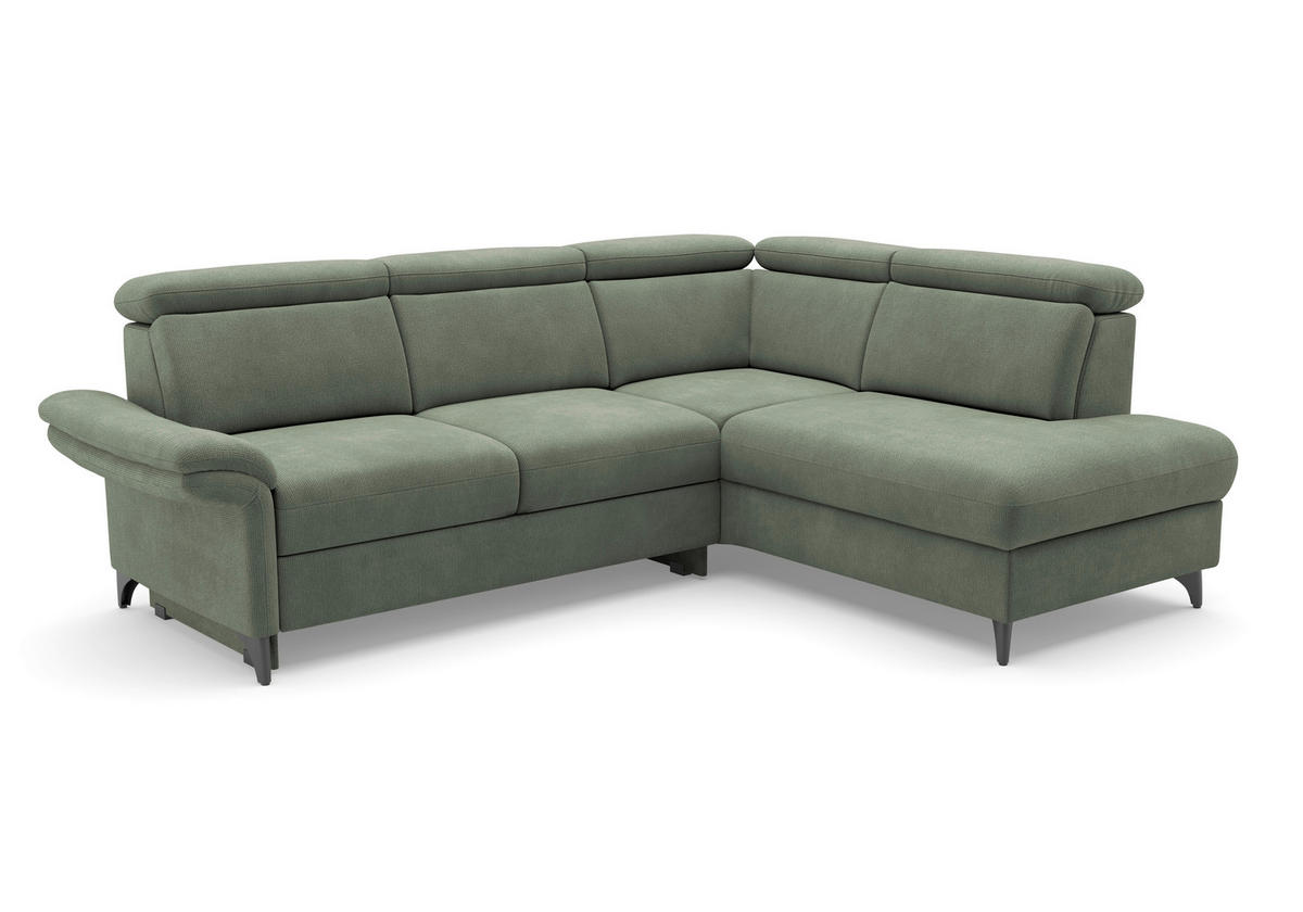 ECKSOFA Flachgewebe Dunkelgrün  - Dunkelgrün/Schwarz, Konventionell, Textil/Metall (247/193cm) - Sit & More
