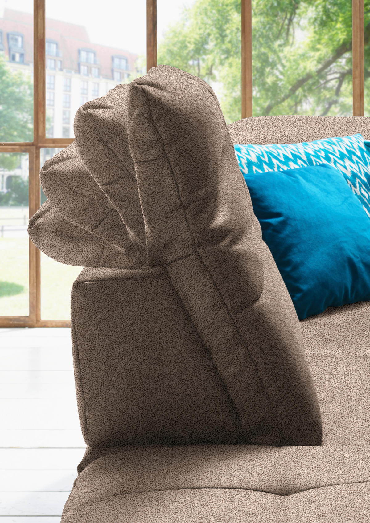 WOHNLANDSCHAFT  in Mikrofaser Sandfarben  - Sandfarben/Chromfarben, Design, Holzwerkstoff/Textil (260/371/195cm) - Beldomo Style