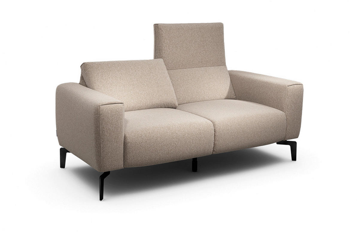 2-SITZER-SOFA Chenille Sandfarben  - Sandfarben/Schwarz, Design, Textil/Metall (180/86/86-94cm) - SENSOO