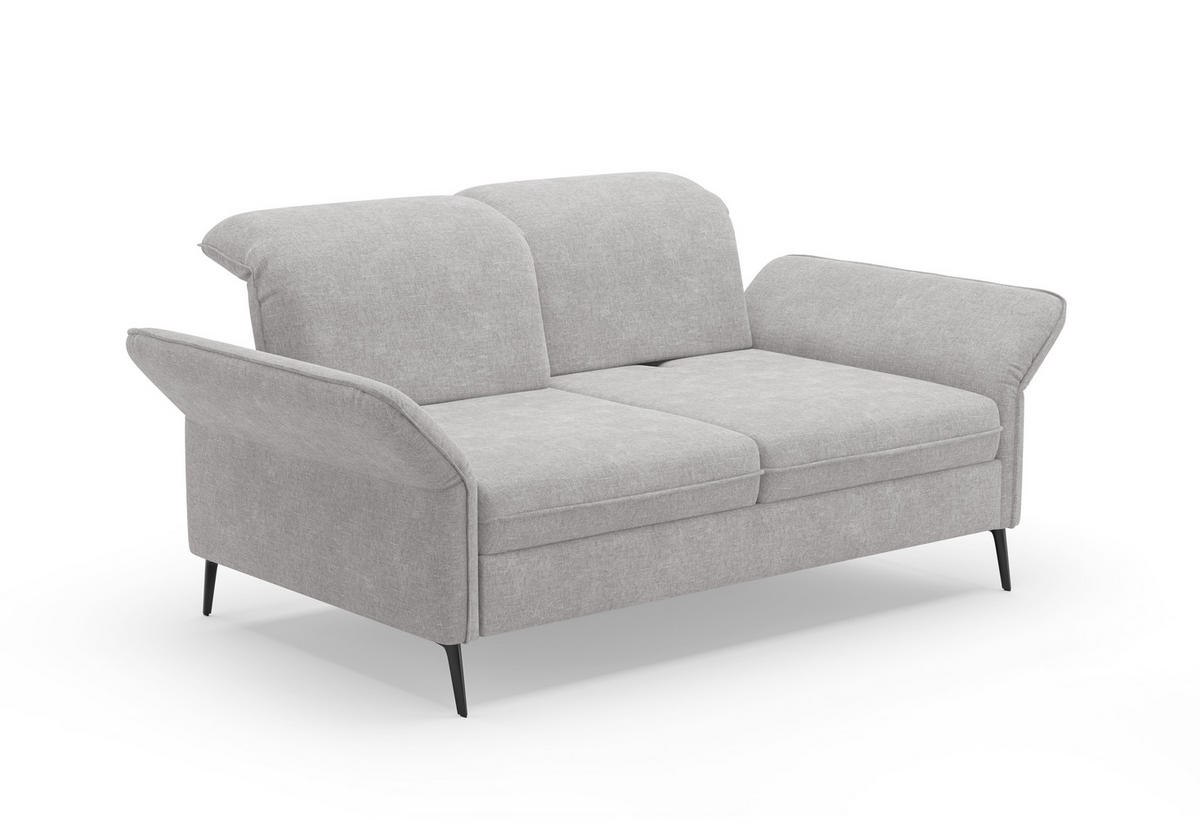 3-SITZER-SOFA in Flachgewebe Hellgrau  - Hellgrau/Schwarz, Konventionell, Textil/Metall (199/92/123cm) - Sit & More