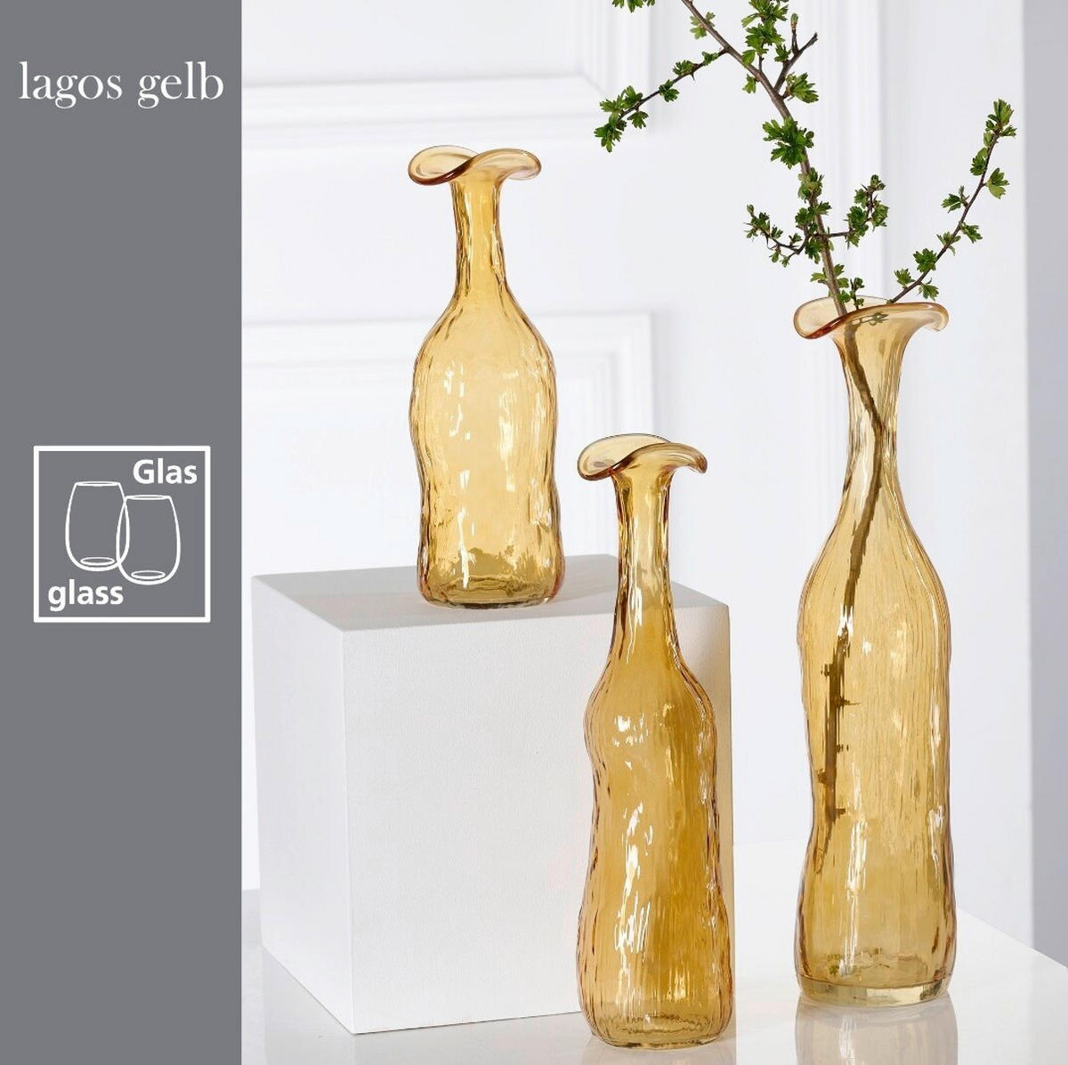 VASE Lagos gelb 29,5 cm  - Gelb, Trend, Glas (9,5/29,5cm) - Ritzenhoff Breker