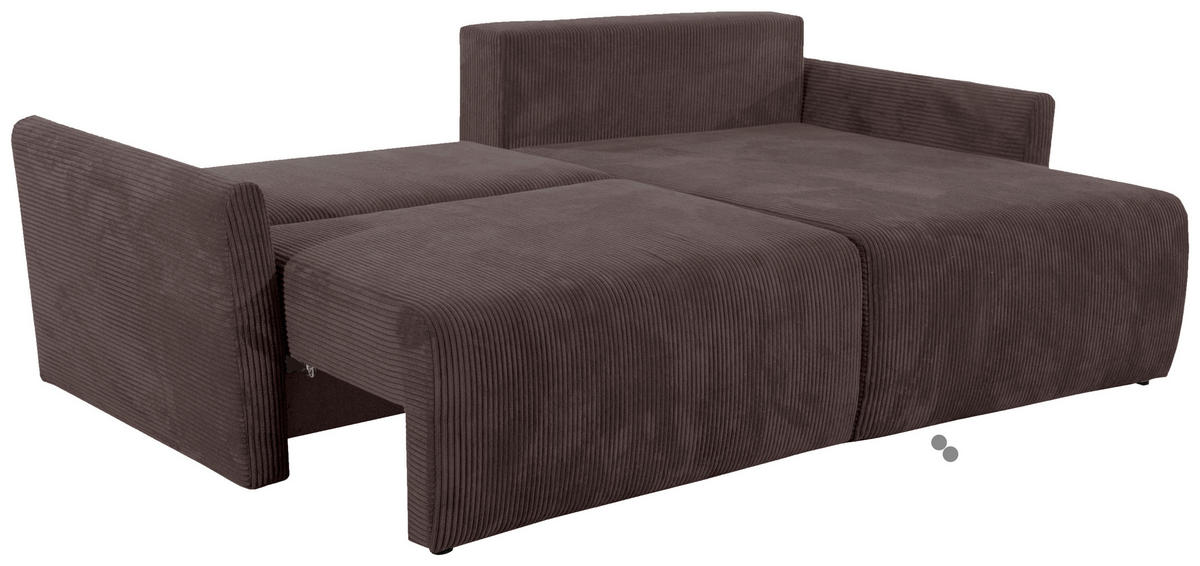 ECKSOFA Cord Braun  - Schwarz/Braun, Konventionell, Kunststoff/Textil (228/146cm) - MID.YOU