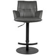 BARHOCKER Echtleder Anthrazit, Schwarz Eisen Sitzfläche 360° drehbar, inklusive Armlehnen  - Anthrazit/Schwarz, Design, Leder/Metall (56/89,5-115/56cm) - Novel