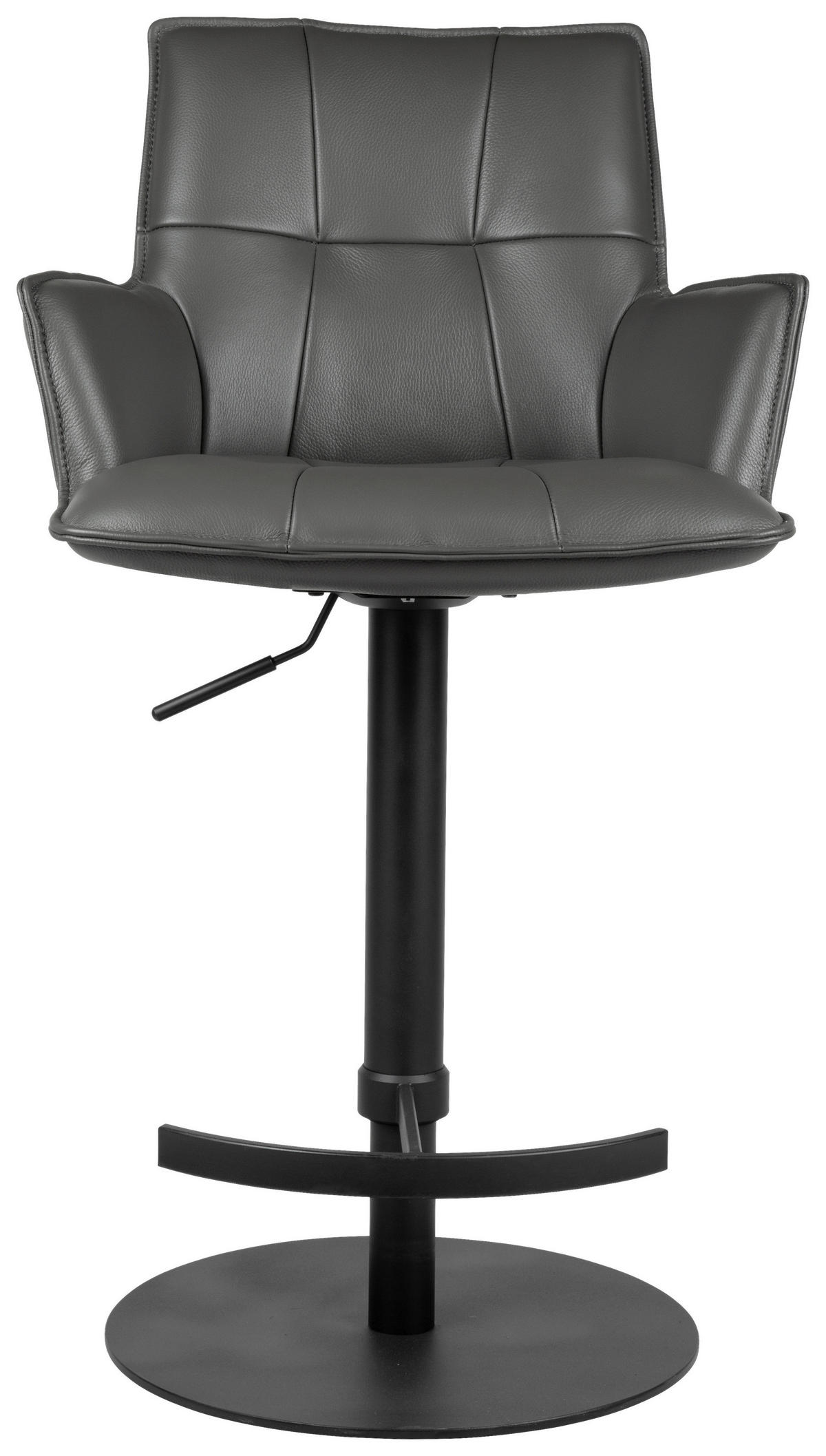 BARHOCKER in Metall, Leder Anthrazit, Schwarz  - Anthrazit/Schwarz, Design, Leder/Metall (56/89,5-115/56cm) - Novel