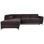 ECKSOFA Dunkelbraun Velours  - Dunkelbraun/Schwarz, KONVENTIONELL, Textil/Metall (217/255cm) - Carryhome