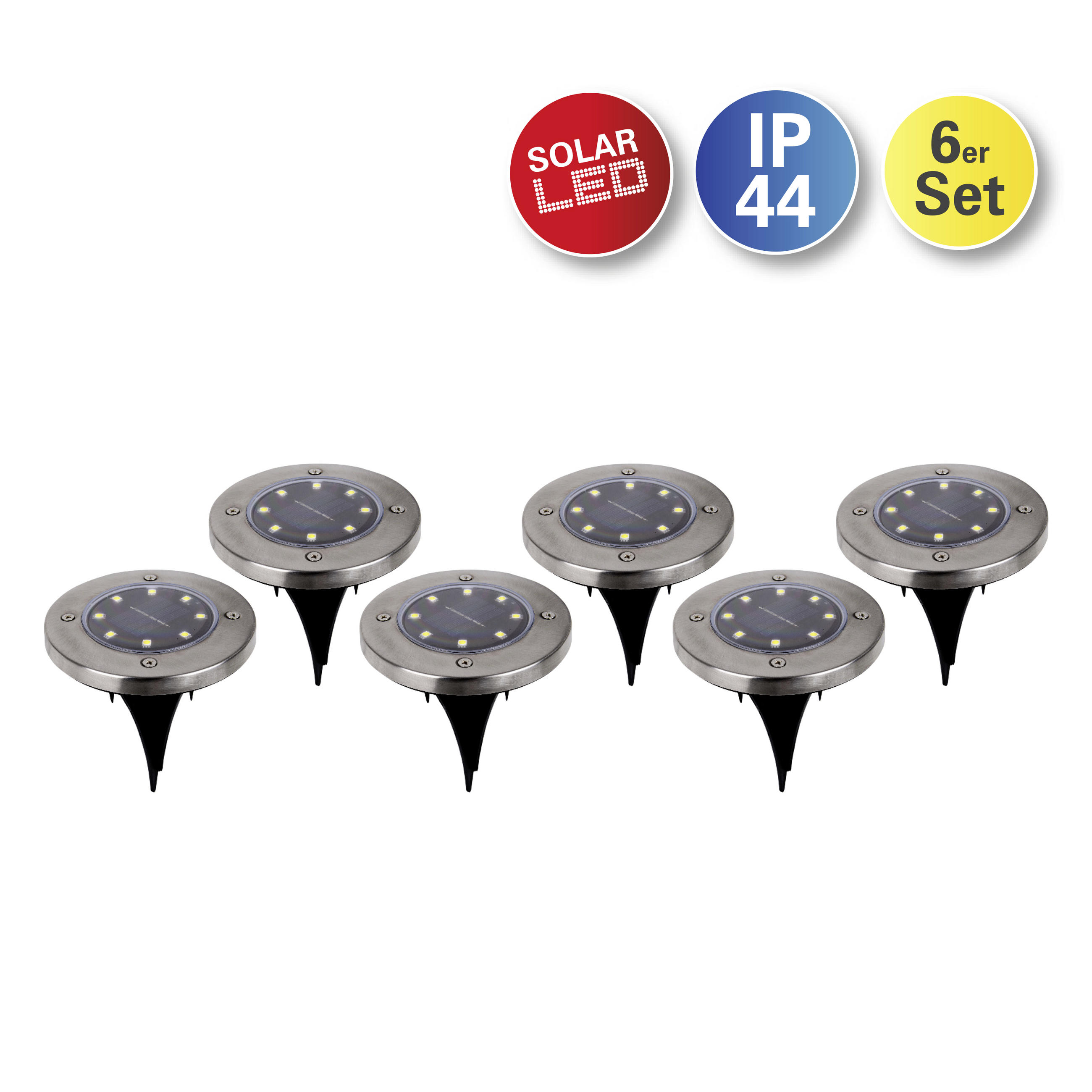 SOLARLEUCHTENSET 11,5/14 cm  6-teilig  - Edelstahlfarben, Basics, Kunststoff/Metall (11,5/14cm) - Näve