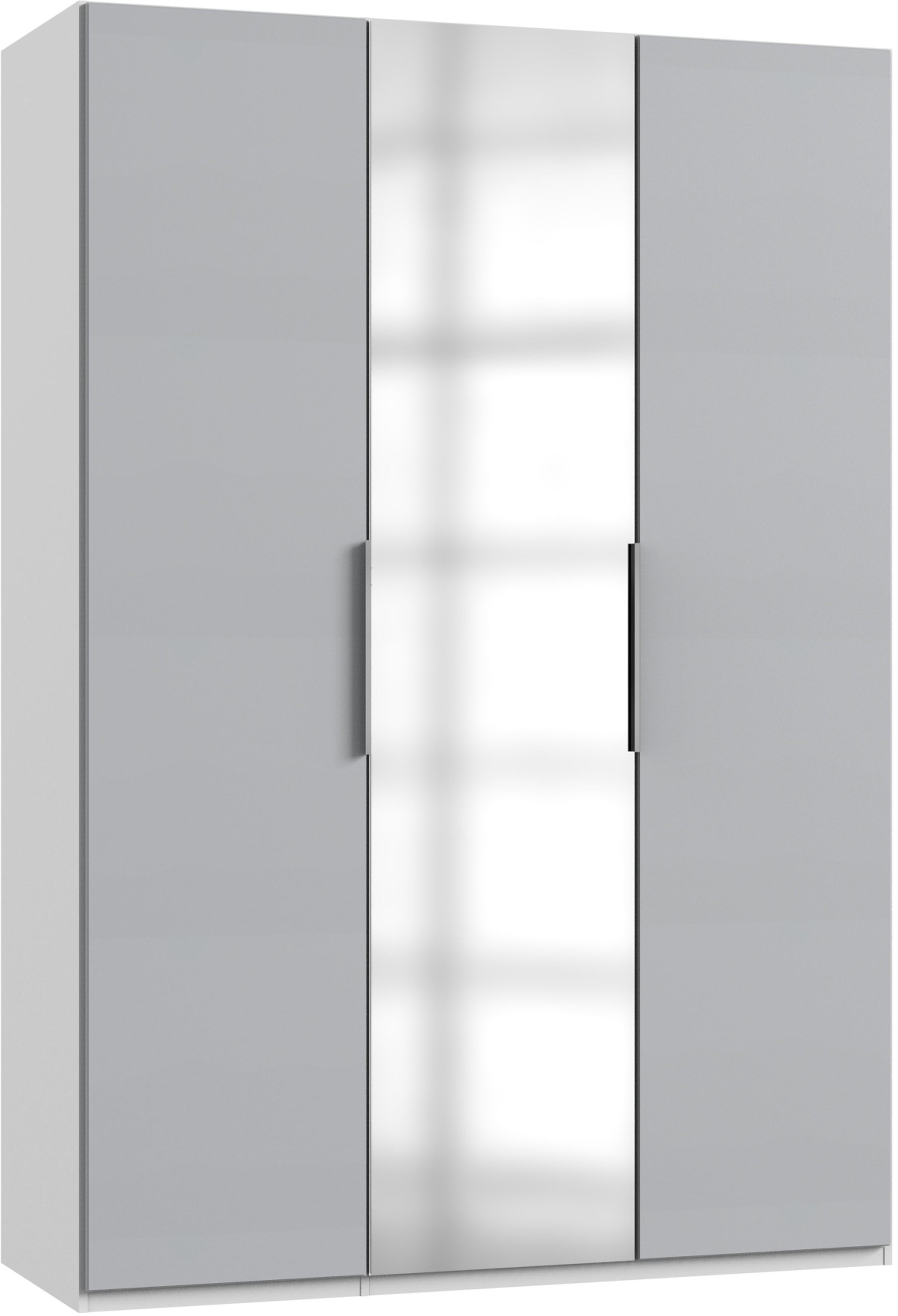 DREHTÜRENSCHRANK 3-türig Weiß, Hellgrau  - Chromfarben/Hellgrau, MODERN, Holzwerkstoff (150/216/58cm) - MID.YOU