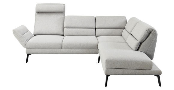 ECKSOFA in Flachgewebe Anthrazit  - Anthrazit/Schwarz, Design, Textil/Metall (253/207cm) - Dieter Knoll