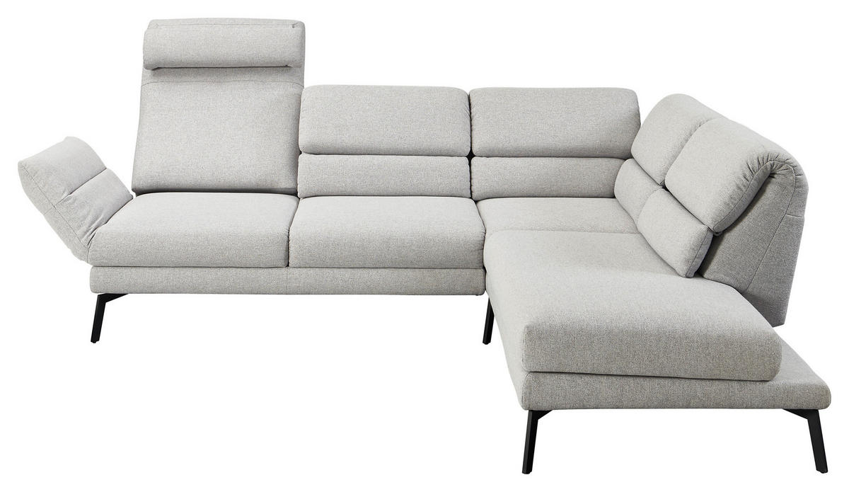 ECKSOFA in Flachgewebe Anthrazit  - Anthrazit/Schwarz, Design, Textil/Metall (256-363/212-253cm) - Dieter Knoll