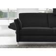 2,5-SITZER in Leder Schwarz  - Alufarben/Schwarz, Design, Leder/Metall (164cm) - Dieter Knoll