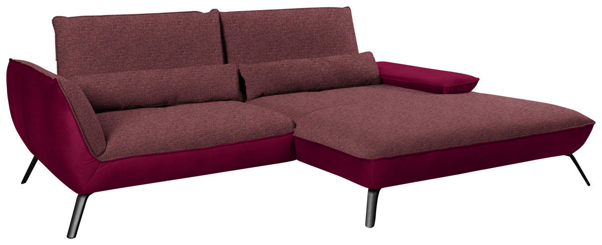 ECKSOFA in Flachgewebe Rot  - Rot/Schwarz, Design, Textil/Metall (273/191cm) - Moderano