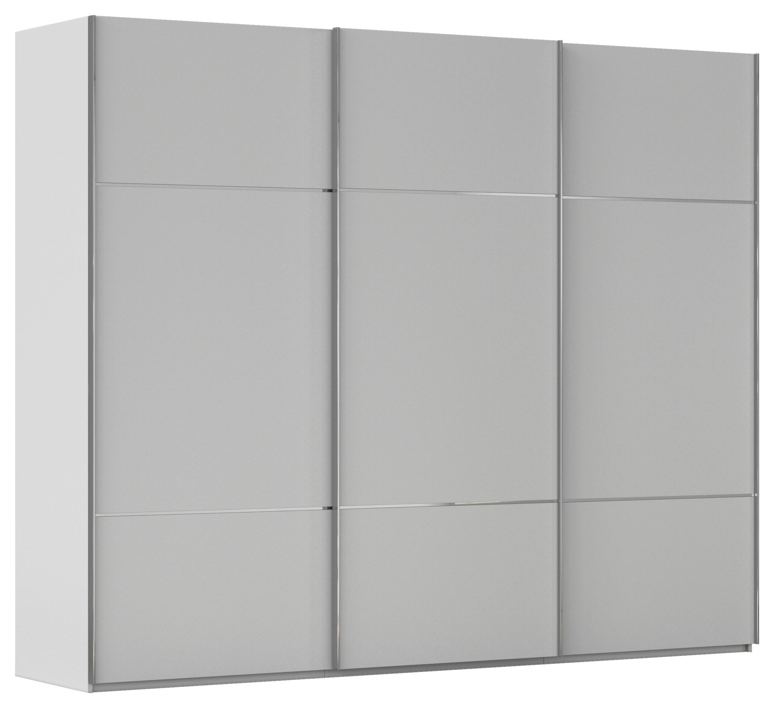SCHWEBETÜRENSCHRANK 271/223/68 cm,  in Grau, 3 Tür(en)  - Chromfarben/Grau, KONVENTIONELL, Holzwerkstoff/Metall (271/223/68cm) - Novel