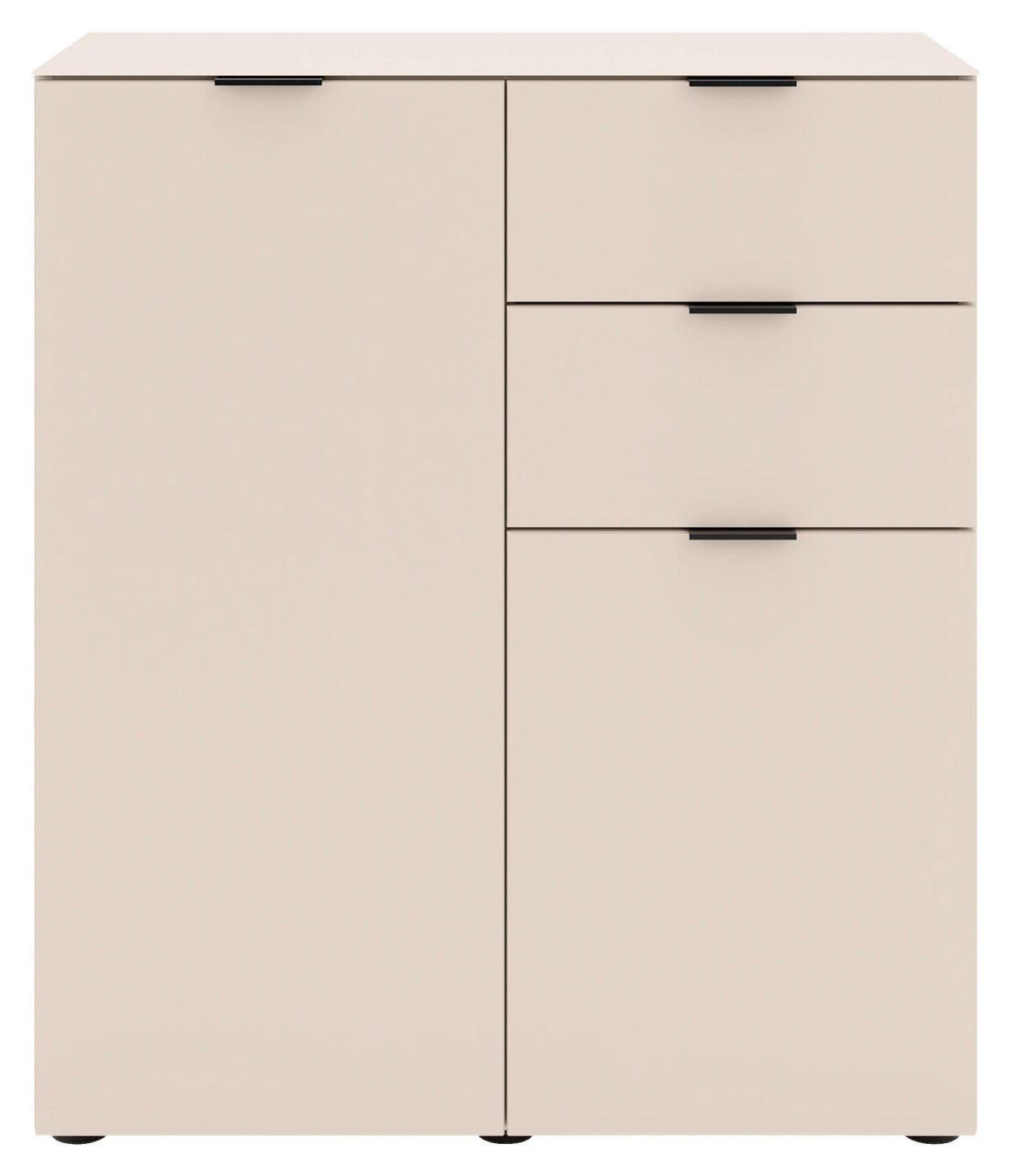 KOMMODE , 80/93/40 cm, 2 Schublade(n)  - Kaschmir/Schwarz, Basics, Glas/Holzwerkstoff (80/93/40cm) - Novel