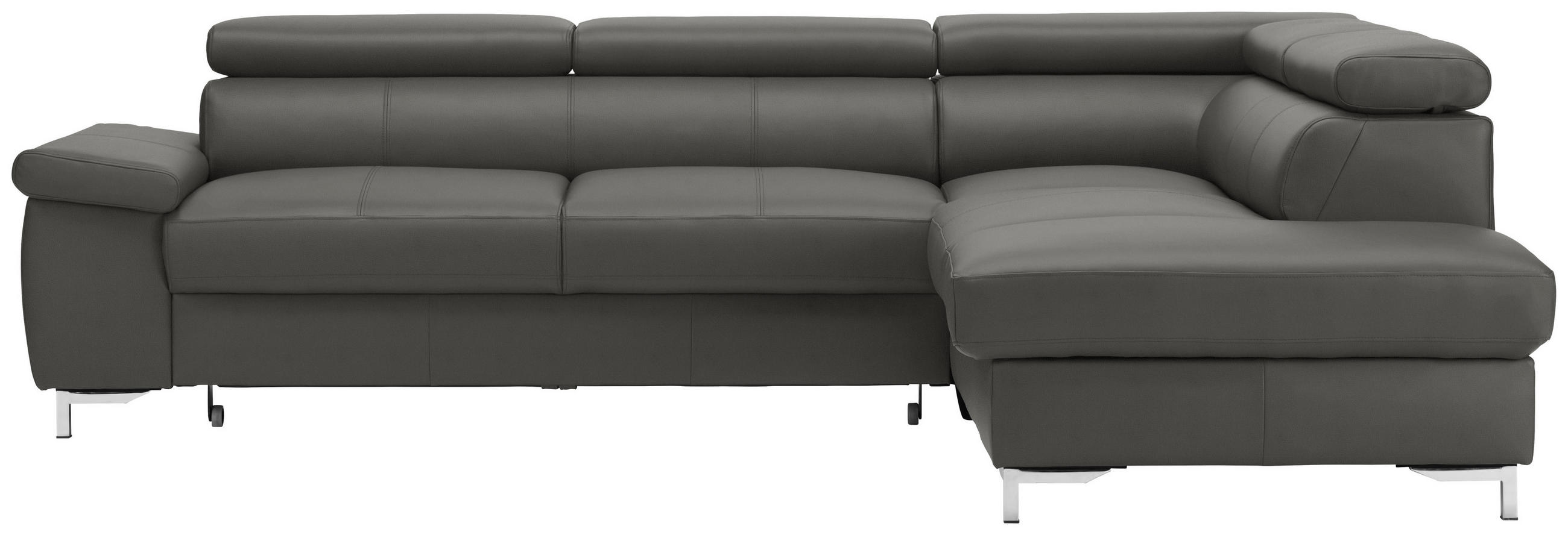 ECKSOFA Echtleder Anthrazit  - Chromfarben/Anthrazit, Design, Leder/Metall (268/213cm) - Stylife