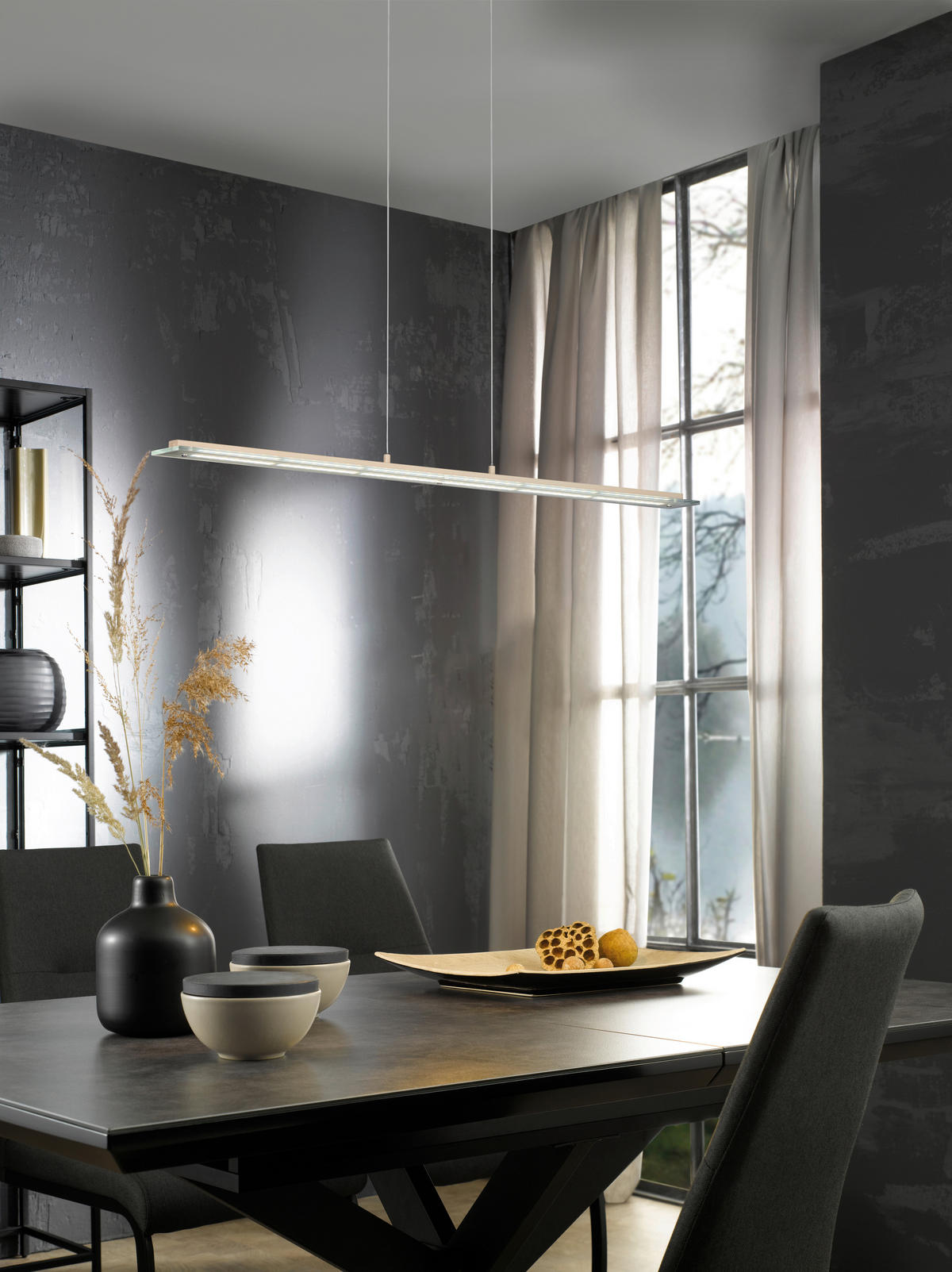 LED-HÄNGELEUCHTE Torvi 115/9/180 cm   - Sandfarben, Design, Glas/Metall (115/9/180cm)