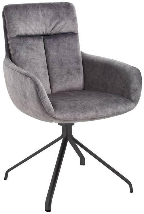 ARMLEHNSTUHL  in Stahl Velours  - Anthrazit, Design, Textil/Metall (61/90/64cm) - Venjakob