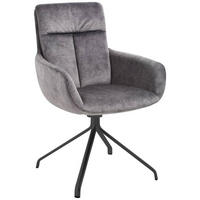 ARMLEHNSTUHL drehbar  in Stahl Velours  - Anthrazit, Design, Textil/Metall (61/90/64cm) - Venjakob