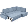 ECKSOFA in Flachgewebe Blau  - Blau/Silberfarben, KONVENTIONELL, Holz/Textil (255/186cm) - Cantus