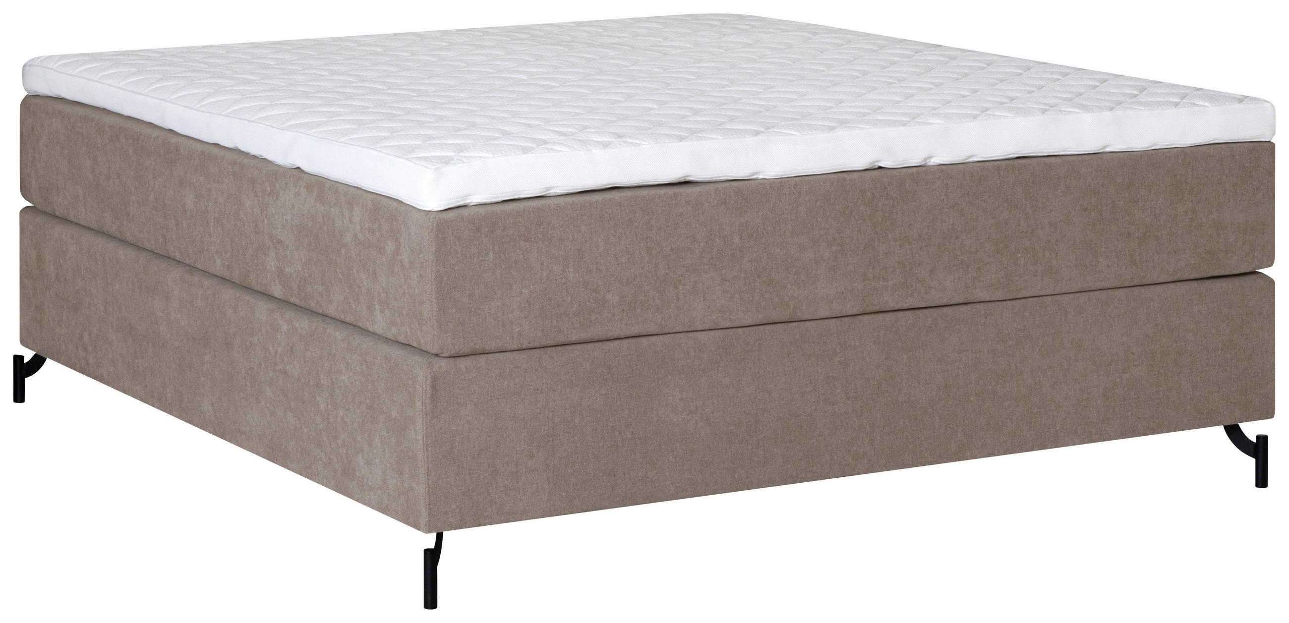 KONTINENTALSÄNG 180/200 cm  i beige  - beige/svart, Klassisk, metall/trä (180/200cm) - Ambiente