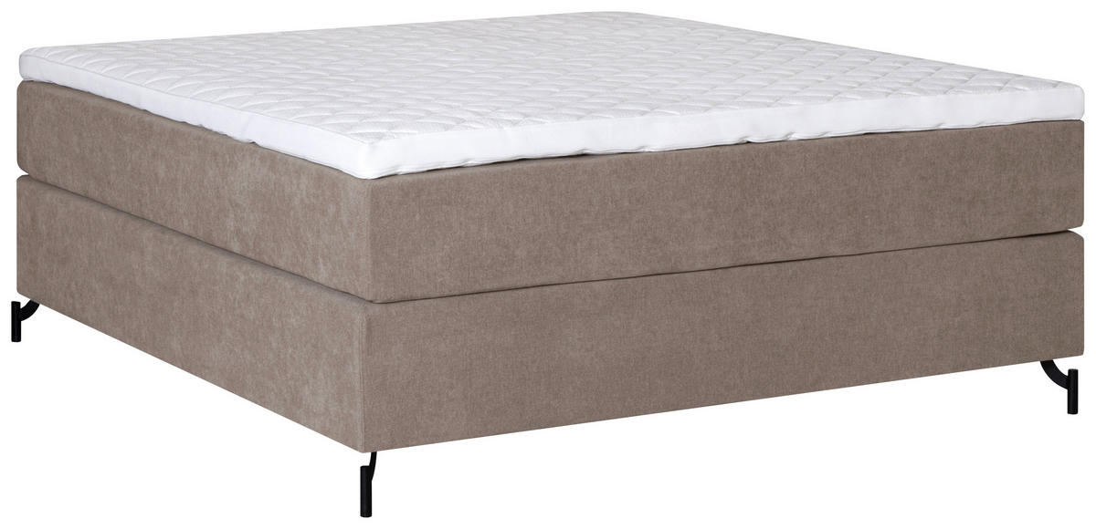 KONTINENTALSÄNG 180/200 cm  i beige  - beige/svart, Klassisk, metall/trä (180/200cm) - Ambiente