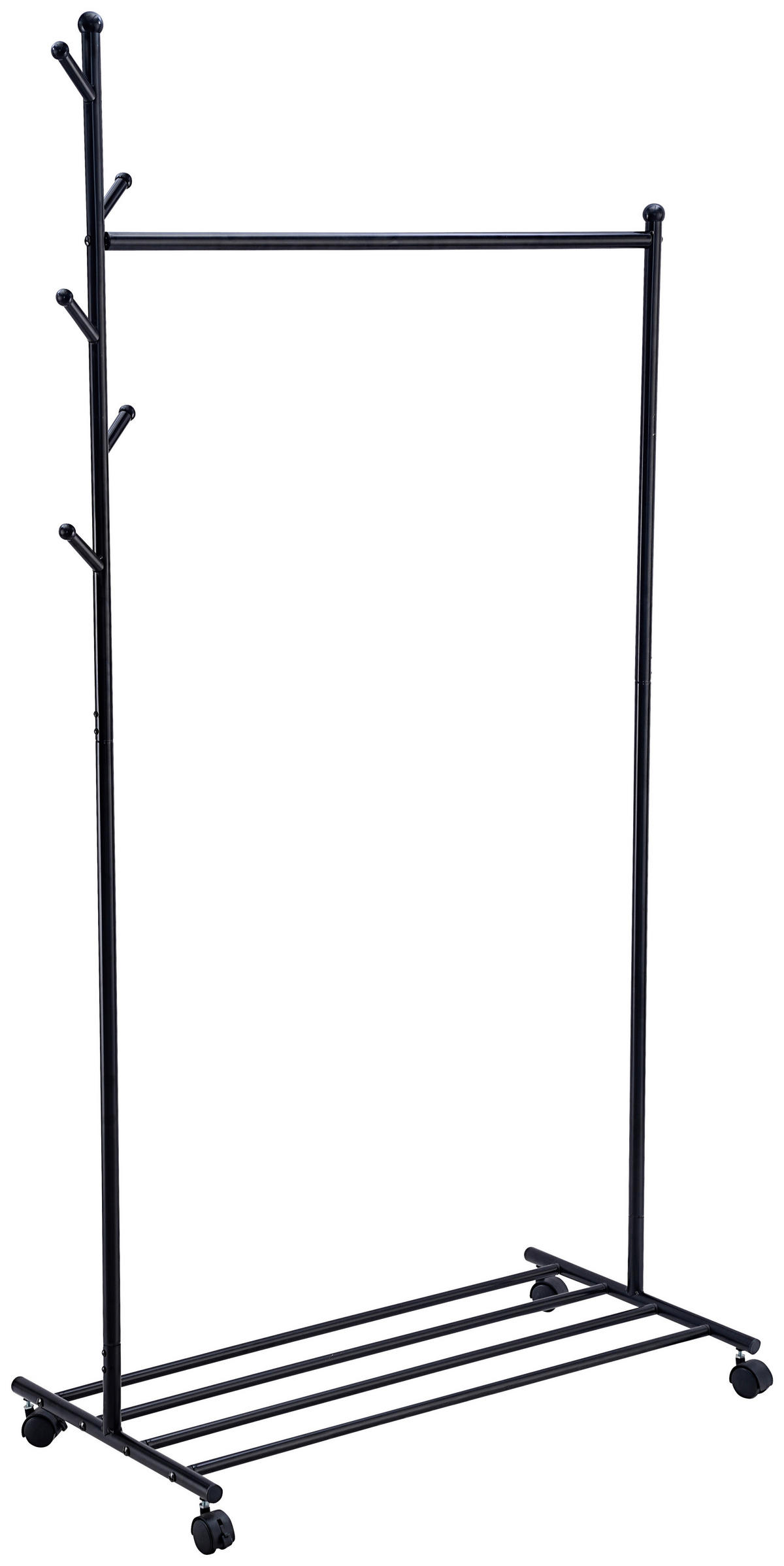 KLEIDERWAGEN in Schwarz 84.5/170.5/45 cm   - Schwarz, Basics, Kunststoff/Metall (84.5/170.5/45cm) - Boxxx