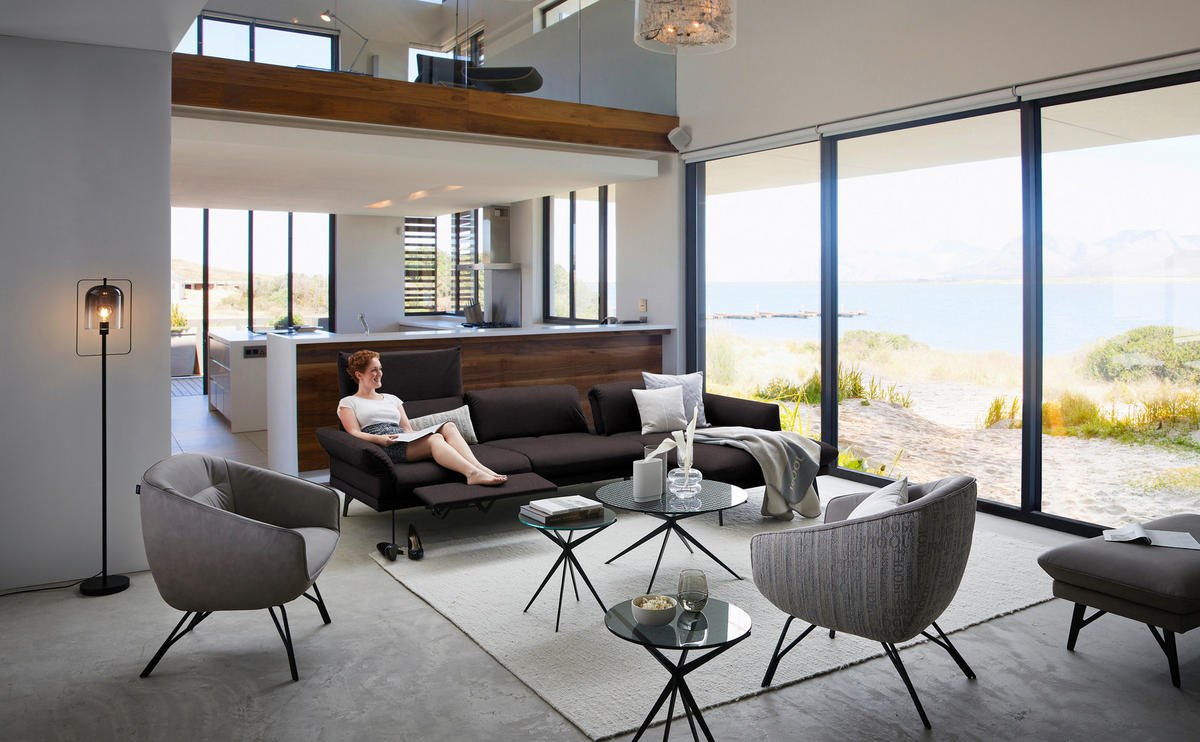 ECKSOFA in Echtleder Dunkelbraun  308/173 cm  - Anthrazit/Dunkelbraun, Design, Leder/Metall (308/173cm) - Joop!