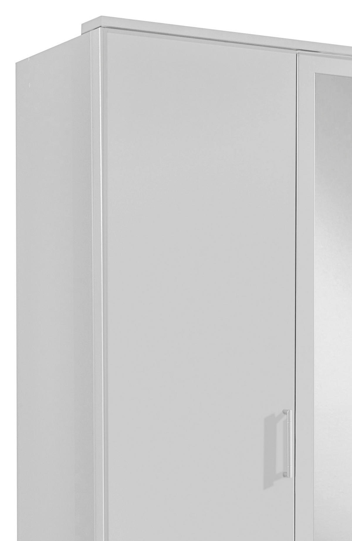 DREHTÜRENSCHRANK 135/199,5/58 cm 3-türig Weiß  - Alufarben/Weiß, KONVENTIONELL, Glas/Holzwerkstoff (135/199,5/58cm) - MID.YOU