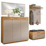 GARDEROBE 5-teilig in 215/195/40 cm - Taupe/Eichefarben, Design, Glas/Holz (215/195/40cm) - Novel