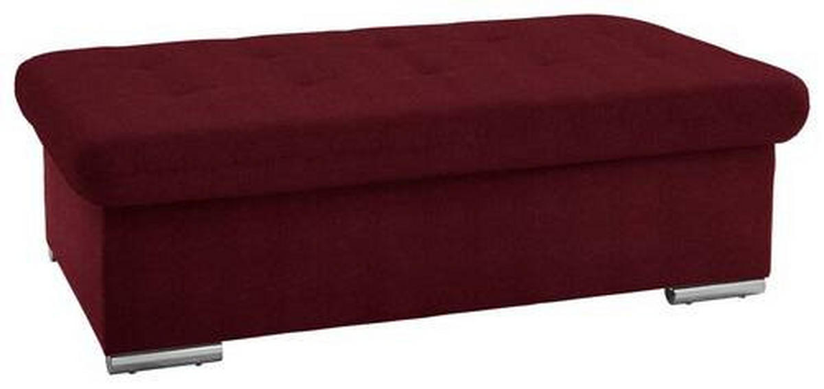 HOCKER in Textil Bordeaux  - Bordeaux/Silberfarben, Design, Textil/Metall (137/43/74cm) - Cantus