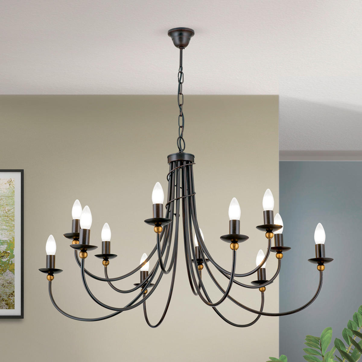 KRONLEUCHTER Giovanni 96/140 cm   - Bronzefarben, LIFESTYLE, Metall (96/140cm)