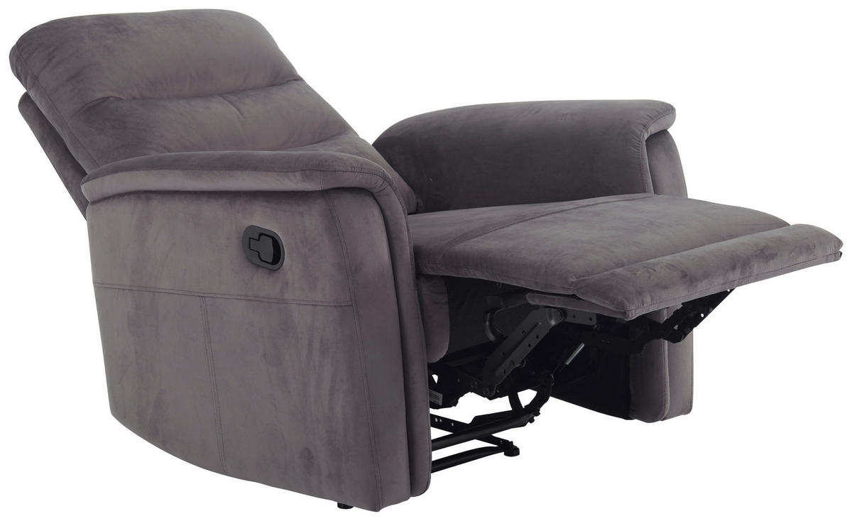 SITZGARNITUR Velours Grau  - Schwarz/Grau, KONVENTIONELL, Textil/Metall - P & B