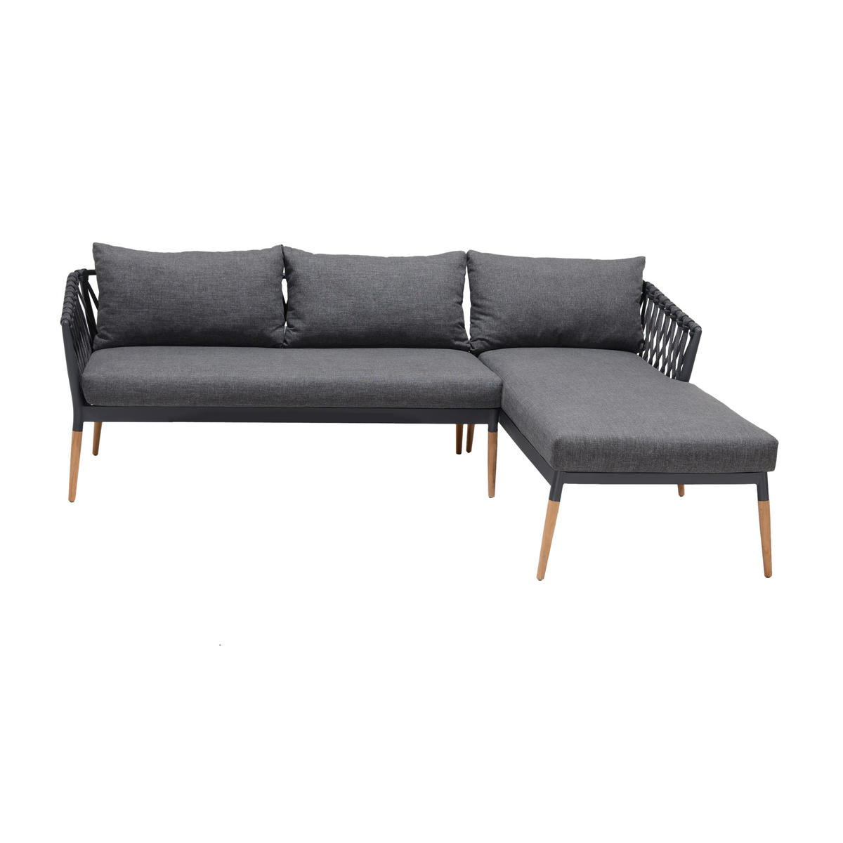 LOUNGESOFA  - Grau/Teakfarben, Design, Holz/Textil (242/164,5cm) - Ambia Garden