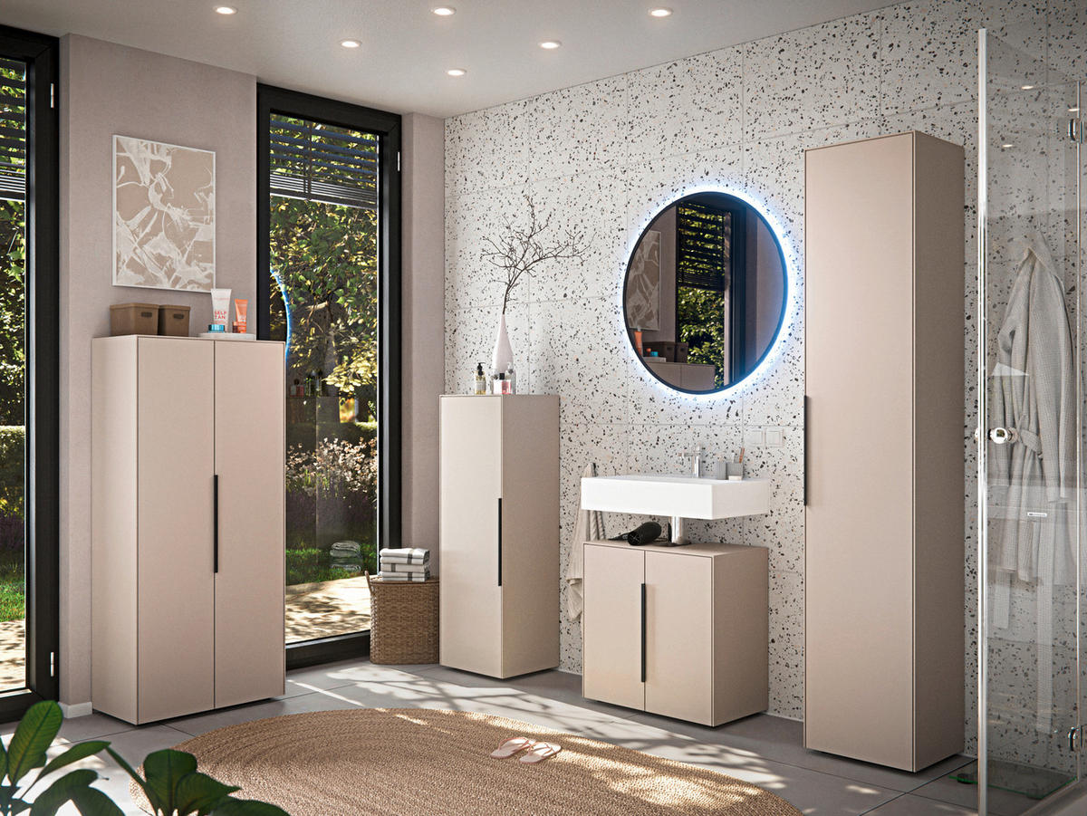 WASCHBECKENUNTERSCHRANK 60/60/33 cm  - Kaschmir/Schwarz, Design, Holzwerkstoff/Kunststoff (60/60/33cm) - home24