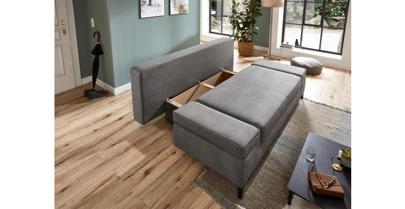 SCHLAFSOFA  mit Mikrofaser Hellgrau  - Hellgrau/Schwarz, KONVENTIONELL, Kunststoff/Textil (202/90/97cm) - Carryhome
