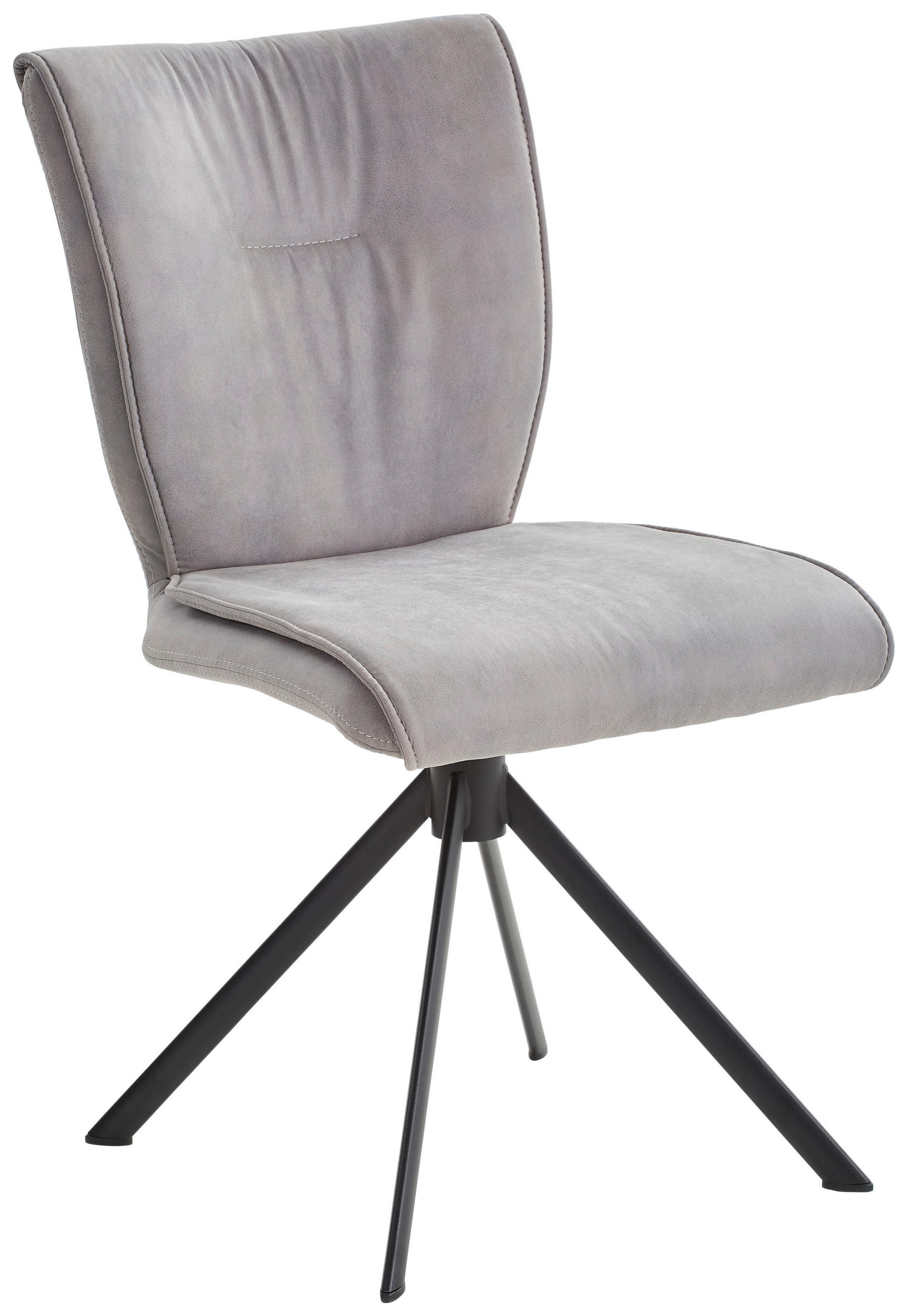 Stuhl drehbar Lederlook, Velours, Mikrofaser Grau  - Schwarz/Grau, Design, Textil/Metall (49/89/61cm) - Dieter Knoll