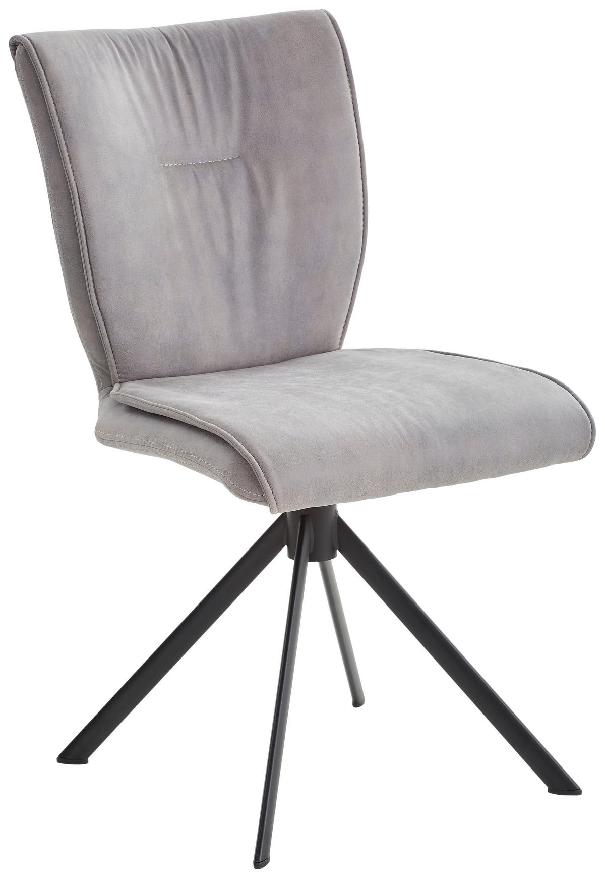Stuhl drehbar Lederlook, Velours, Mikrofaser Grau  - Schwarz/Grau, Design, Textil/Metall (49/89/61cm) - Dieter Knoll