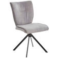 Stuhl drehbar Lederlook, Velours, Mikrofaser Grau  - Schwarz/Grau, Design, Textil/Metall (49/89/61cm) - Dieter Knoll