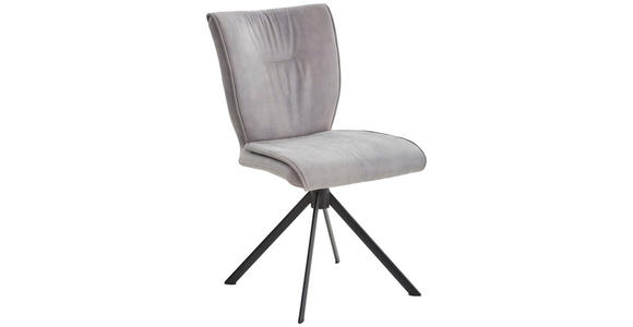 Stuhl drehbar Lederlook, Velours, Mikrofaser Grau  - Schwarz/Grau, Design, Textil/Metall (49/89/61cm) - Dieter Knoll