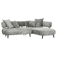 ECKSOFA in Chenille Grau  - Schwarz/Grau, Design, Holz/Textil (265/200cm) - Landscape
