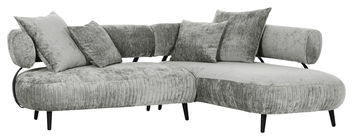 ECKSOFA in Chenille Grau  - Schwarz/Grau, Design, Holz/Textil (265/200cm) - Landscape