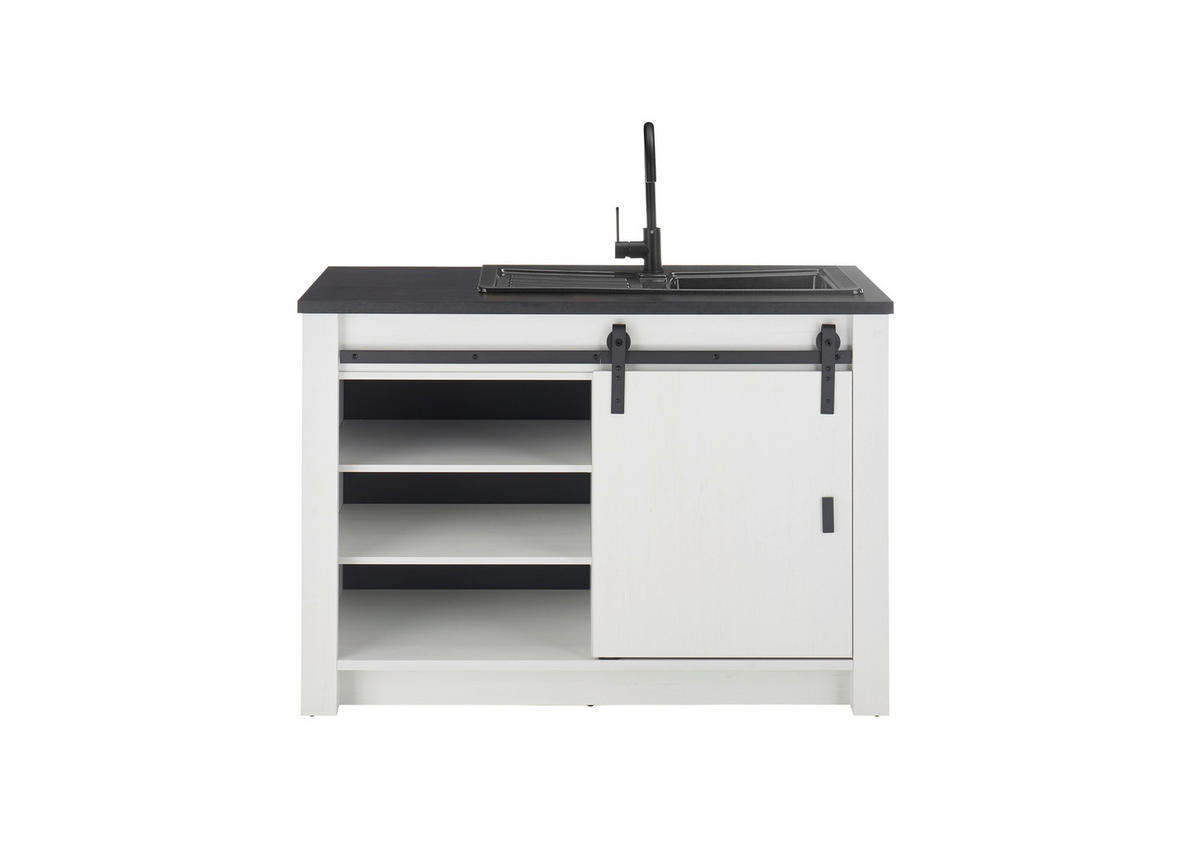 SPÜLENUNTERSCHRANK 133/93/64 cm  in Anthrazit, Weiß  - Anthrazit/Schwarz, Trend, Holzwerkstoff/Metall (133/93/64cm) - MID.YOU