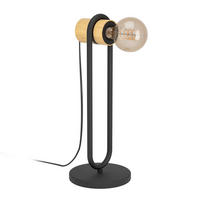 TISCHLEUCHTE 8,5/9/41 cm   - Schwarz/Braun, Natur, Holz/Metall (8,5/9/41cm) - Eglo