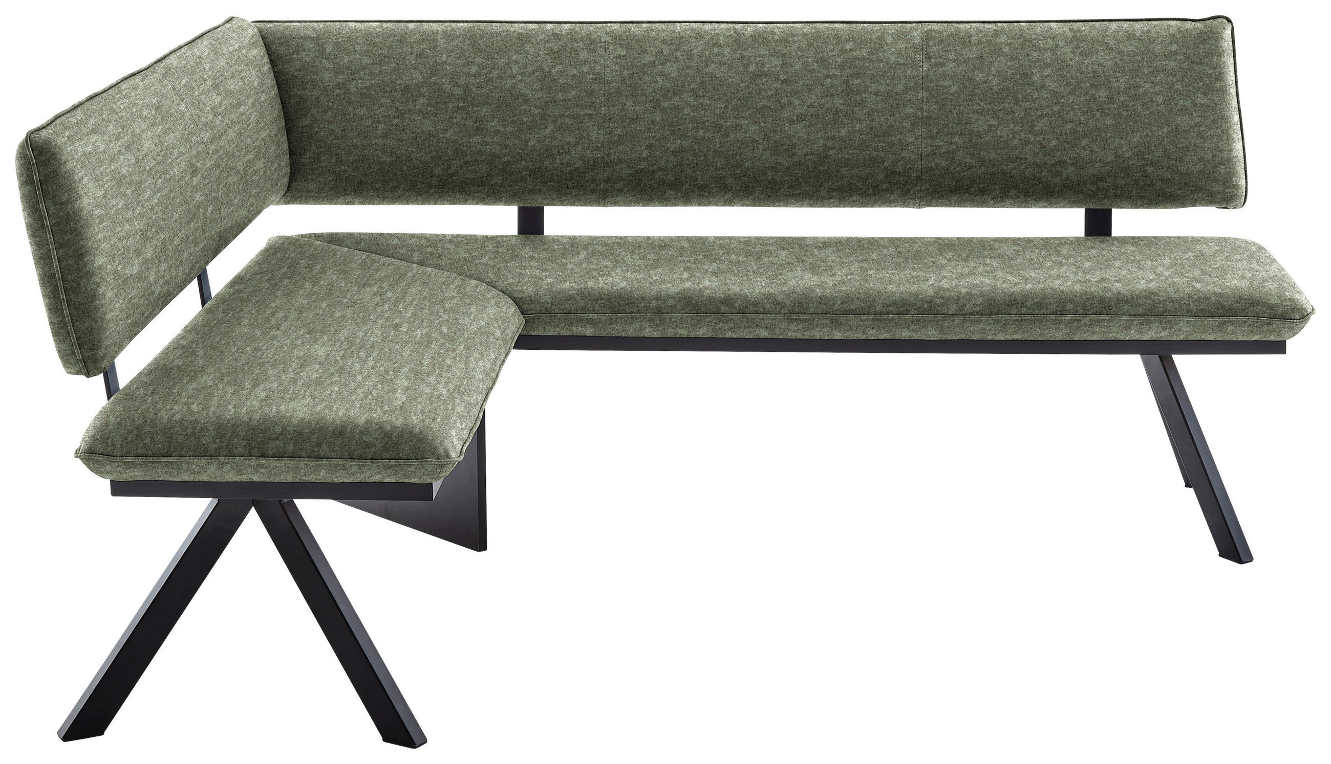 ECKBANK 165/205 cm  in Grün, Schwarz  - Schwarz/Grün, MODERN, Textil/Metall (165/205cm) - Cantus