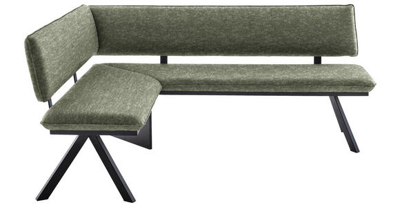 ECKBANK 140/180 cm in Grün, Schwarz - Schwarz/Grün, MODERN, Textil/Metall (140/180cm) - Cantus