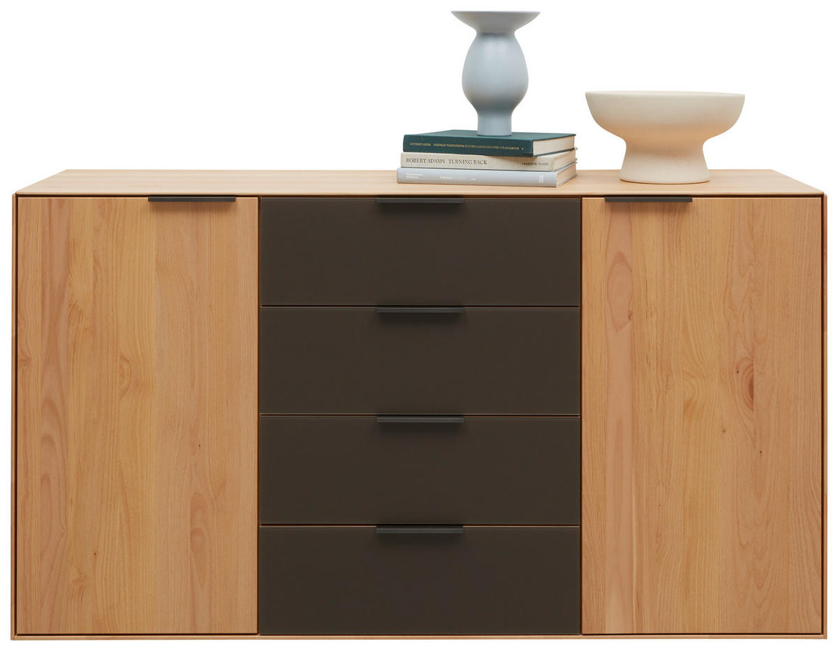 SIDEBOARD 150,9/84,7/44,2 cm  - Dunkelbraun/Erlefarben, Natur, Holz/Metall (150,9/84,7/44,2cm) - Valnatura