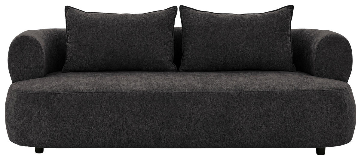 3-SITZER-SOFA in Chenille Schwarz  - Schwarz, Design, Kunststoff/Textil (200/76/96cm) - Livetastic