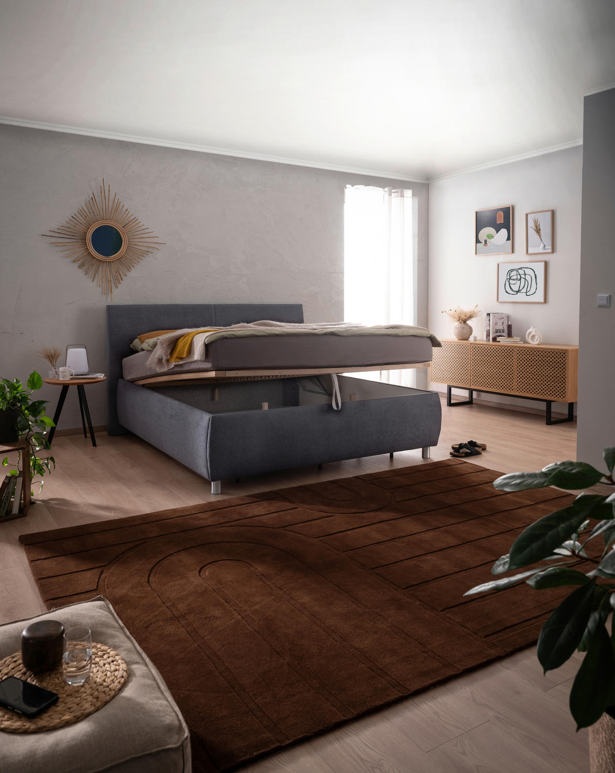 OBLAZINJENA POSTELJA   x  ,  - barve aluminija, Basics, les (180/200cm) - Esposa