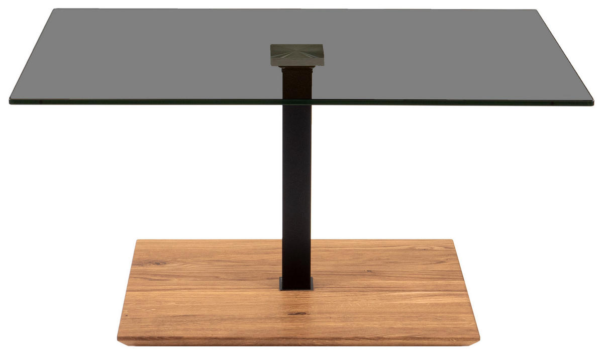 COUCHTISCH Holz, Metall, Glas 90/60/47 cm  - Eichefarben/Schwarz, Natur, Glas/Holz (90/60/47cm) - Novel