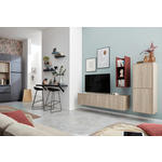 WOHNWAND  in Rot, Eschefarben   - Eschefarben/Rot, Design, Holzwerkstoff - Novel