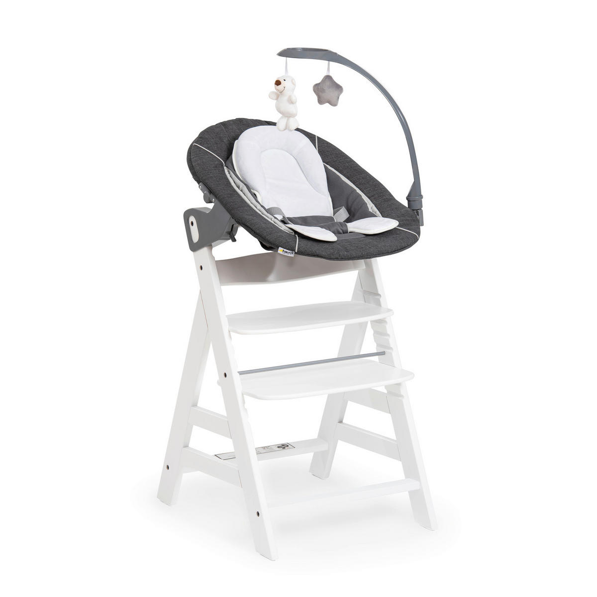 HOCHSTUHLLIEGE ALPHA BOUNCER DELUXE  - Weiß/Grau, Trend, Textil (66/49/45cm) - Hauck
